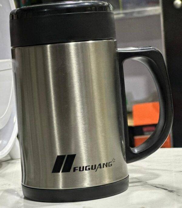 Durable stainless steel Fuguang Thermos Cup with leak-proof lid and ergonomic handle.