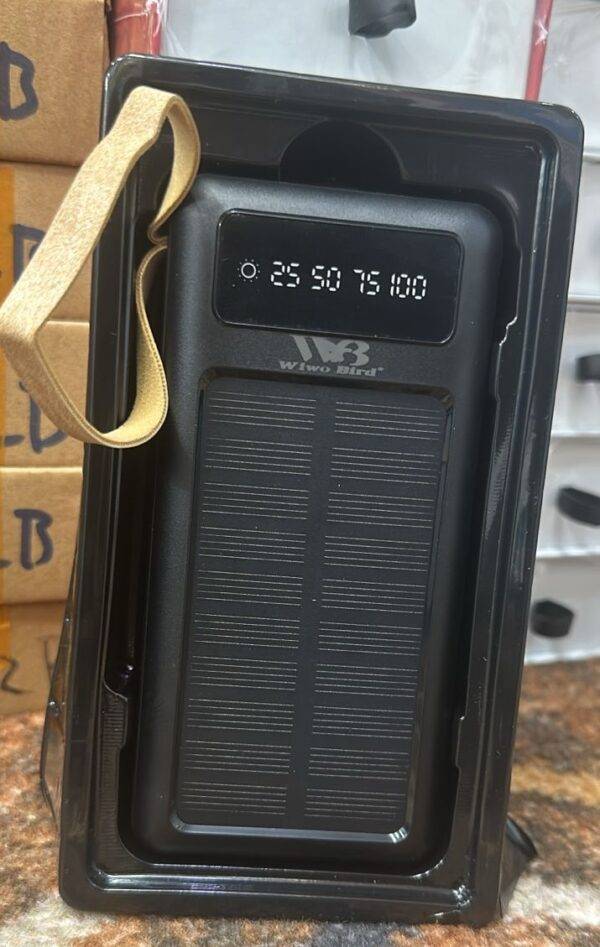 Durable, anti-skid solar power bank perfect for outdoor use.