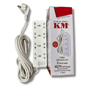 8-Way Power Extension with Long Cable, featuring multiple outlets for convenient power access.