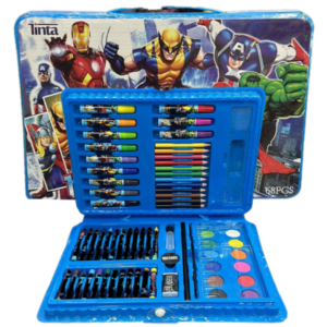 68-Piece Superhero Art Set with Spider-Man-themed supplies in a carrying case.