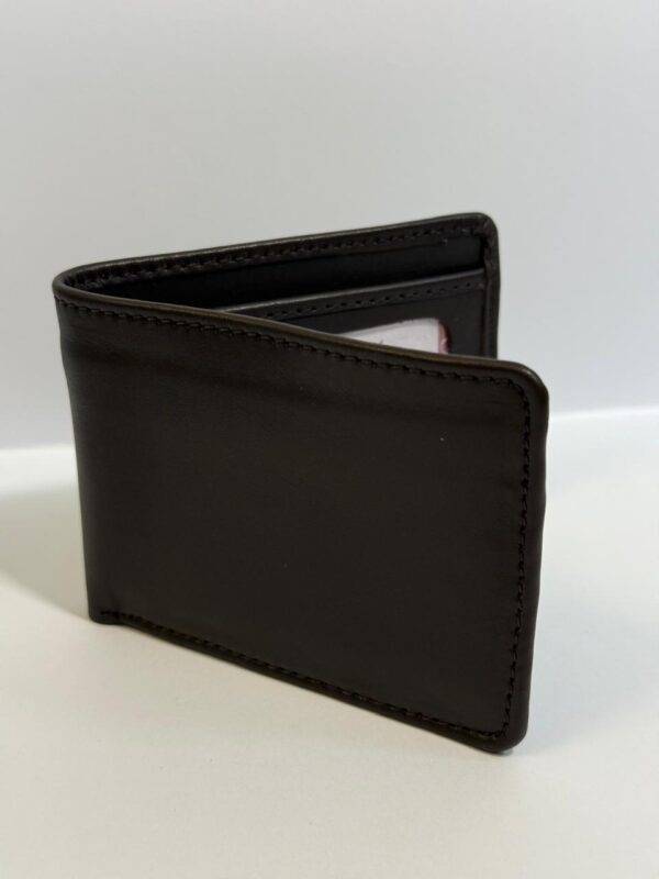 Leather wallet with high-quality stitching and durable construction.