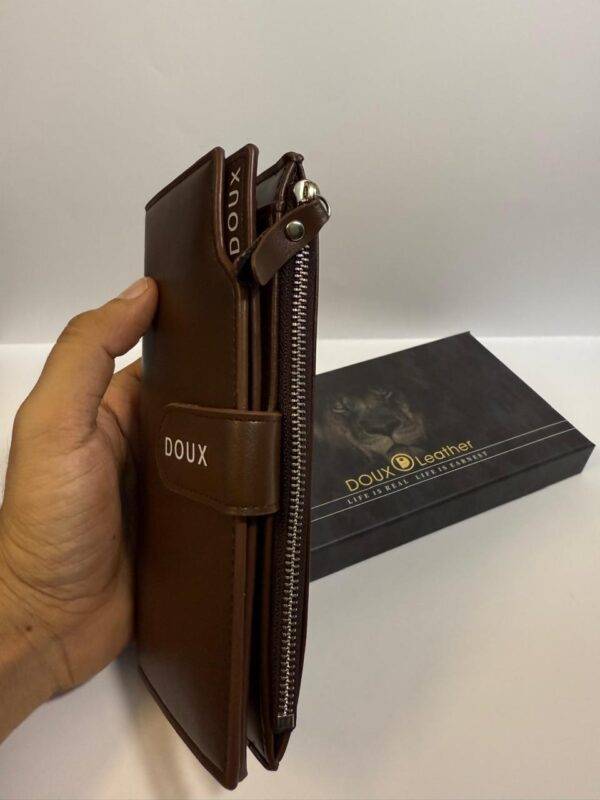 DOUX Leather Wallet in gift packaging.