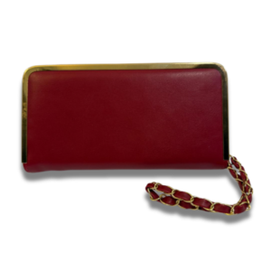 red Elegant Quilted Wallet with Chain