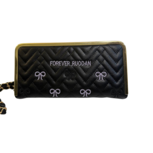 Elegant Quilted Wallet with card slots and zippered coin compartment.